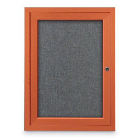 United Visual Products Slim Enclosed Corkboard, 11"x13-1/2", Bronze Alum Frame/Cinnabar UVEB1113-BRONZE-CINNABA